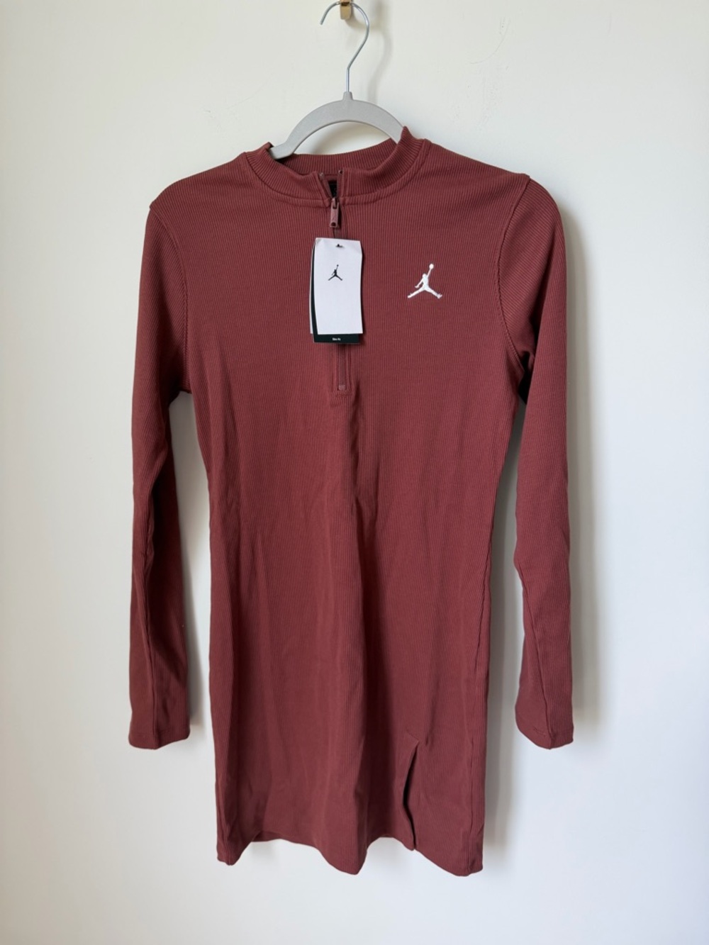 Jordan Brown quarter zip Long Sleeve Mini Dress